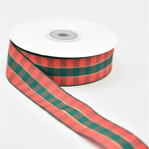 Diamond Trim Plaid Christmas Snood 2.5cm 5 M