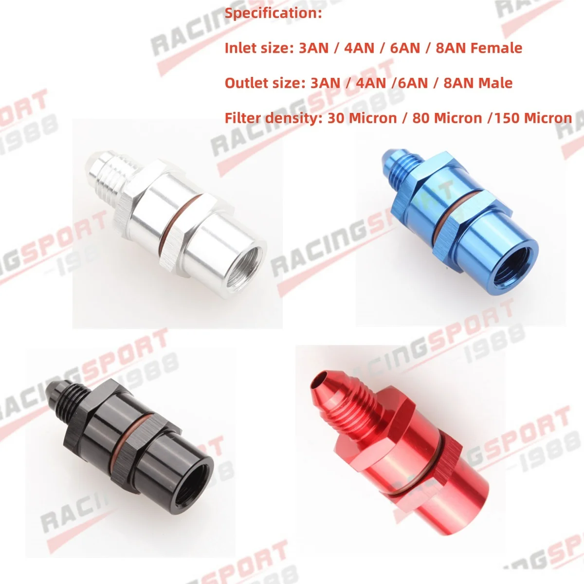 150 Micron AN3 AN4 AN6 AN8 Male To AN3 AN4 AN6 AN8 Female High Flow Billet Turbo Oil Feed Line Filter