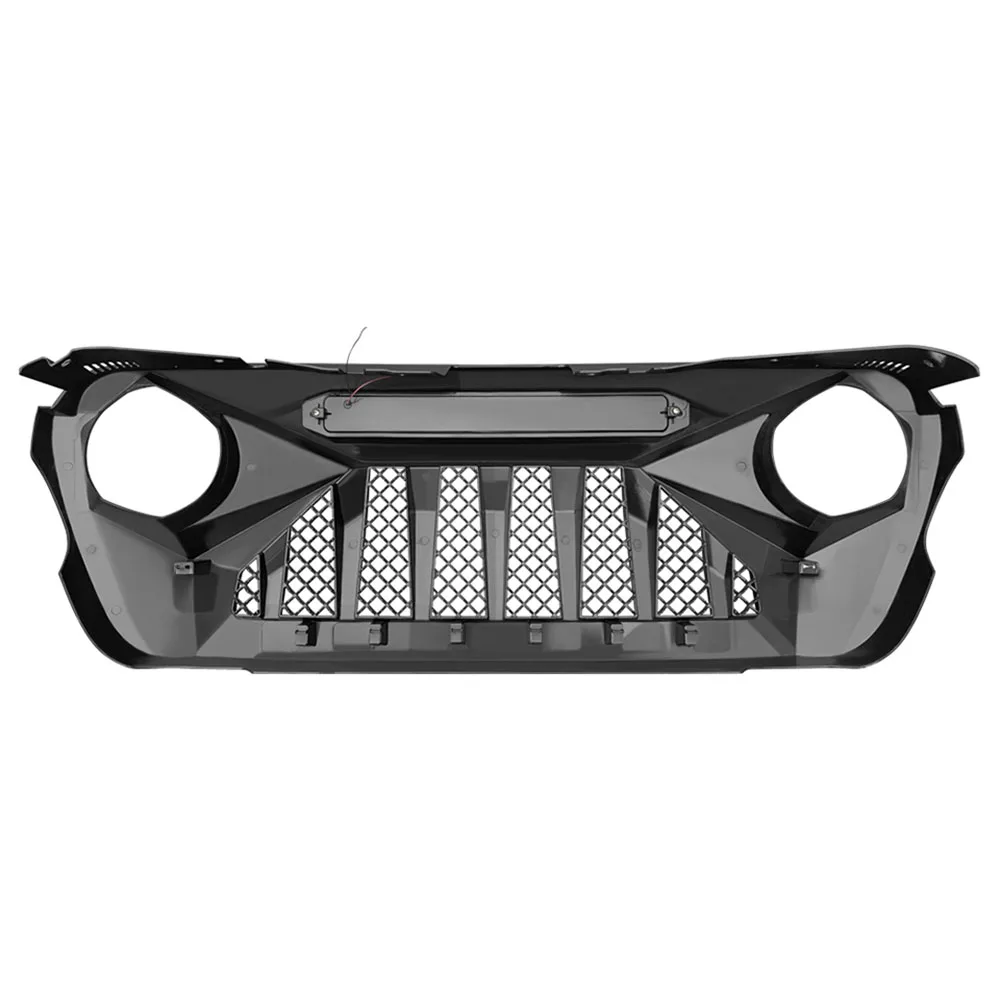 Front Grille Mesh Grill Racing Grills Offroad Bumper Grille With Light LED Factory For Jeep Wrangler JL Gladiator JT 2018-2021