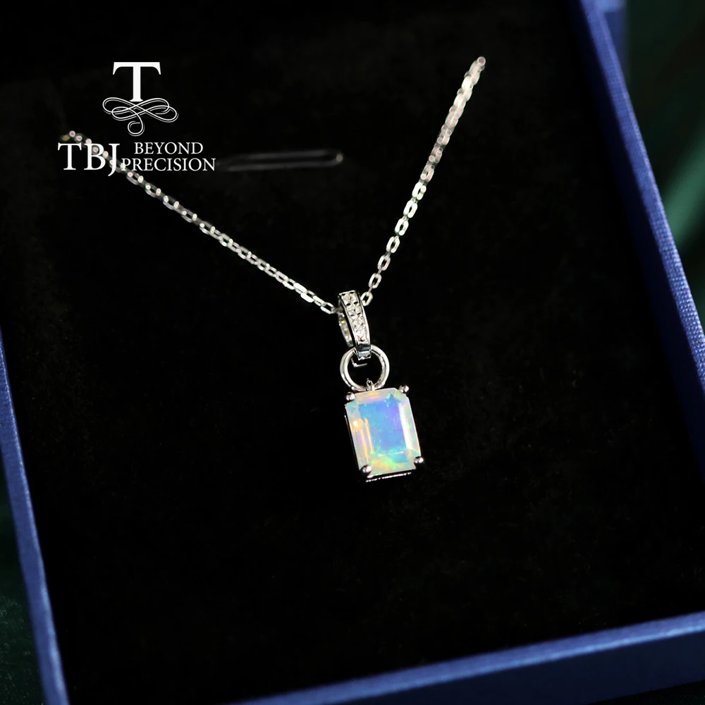 

Simply designed natural opal pendant necklace 925 sterling Silver Ladies' fine jewelry for birthdays & Parties & everyday wear