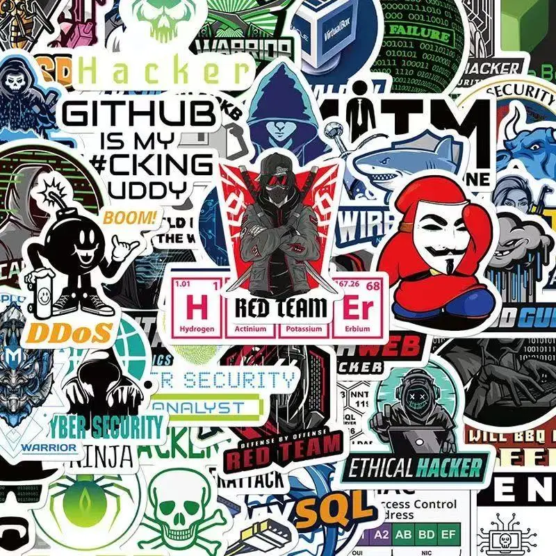 10/30/50Pcs Hacker Programming Stickers Creative Unique Pattern Self‑Adhesive Decals for DIY Journal Luggage Phone Case Decor