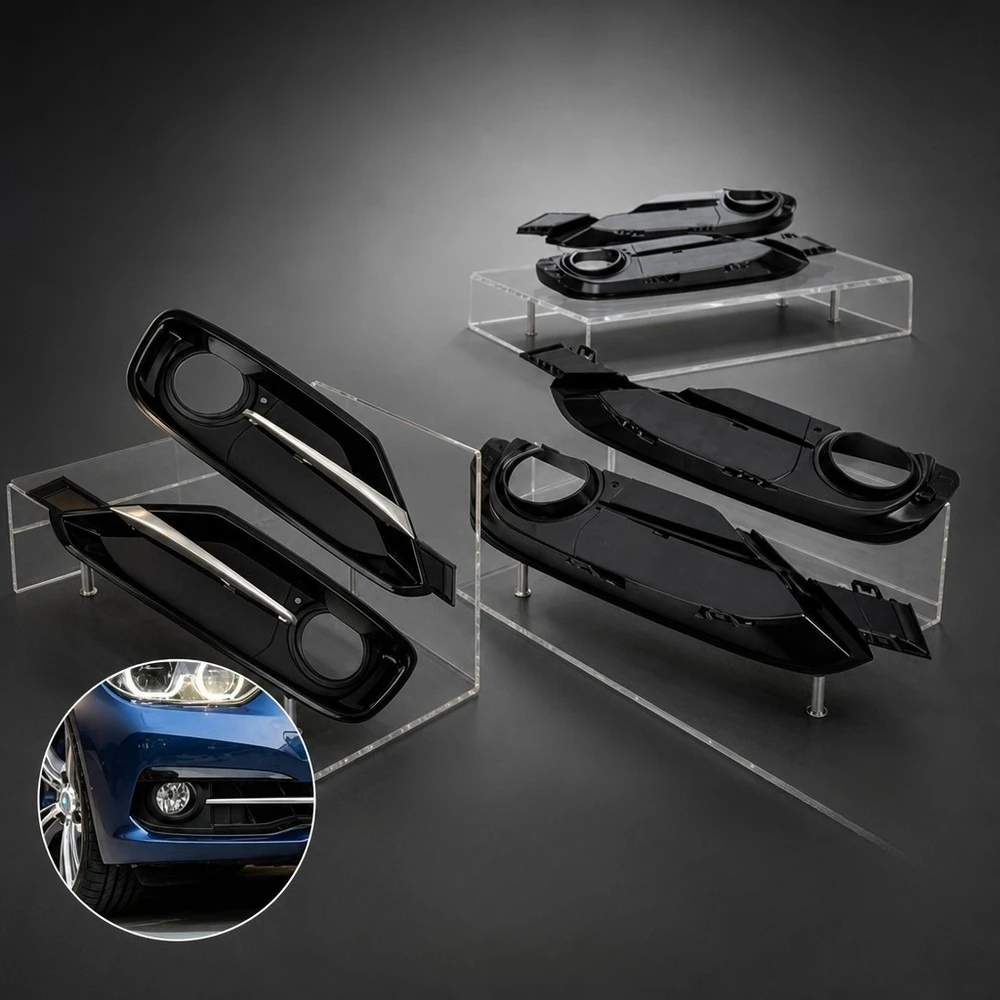 For Front Bumper Fog Light Trim Grille Cover Frame 53x14x5.2cm Easy Installation Adverse Weather Visibility for Audi A4 B8