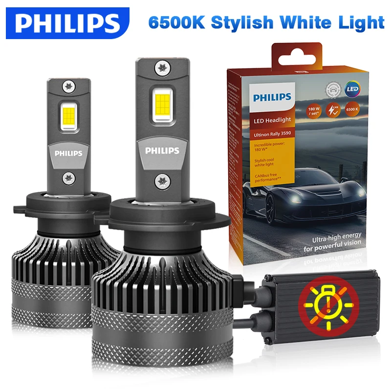 Philips Ultinon Rally 3590 Car Headlight Bulbs 90W H7 Led H1 H4 H11 9005 HB3 9006 HB4 9012 HIR2 Fog Lights 6500K High Power Lamp