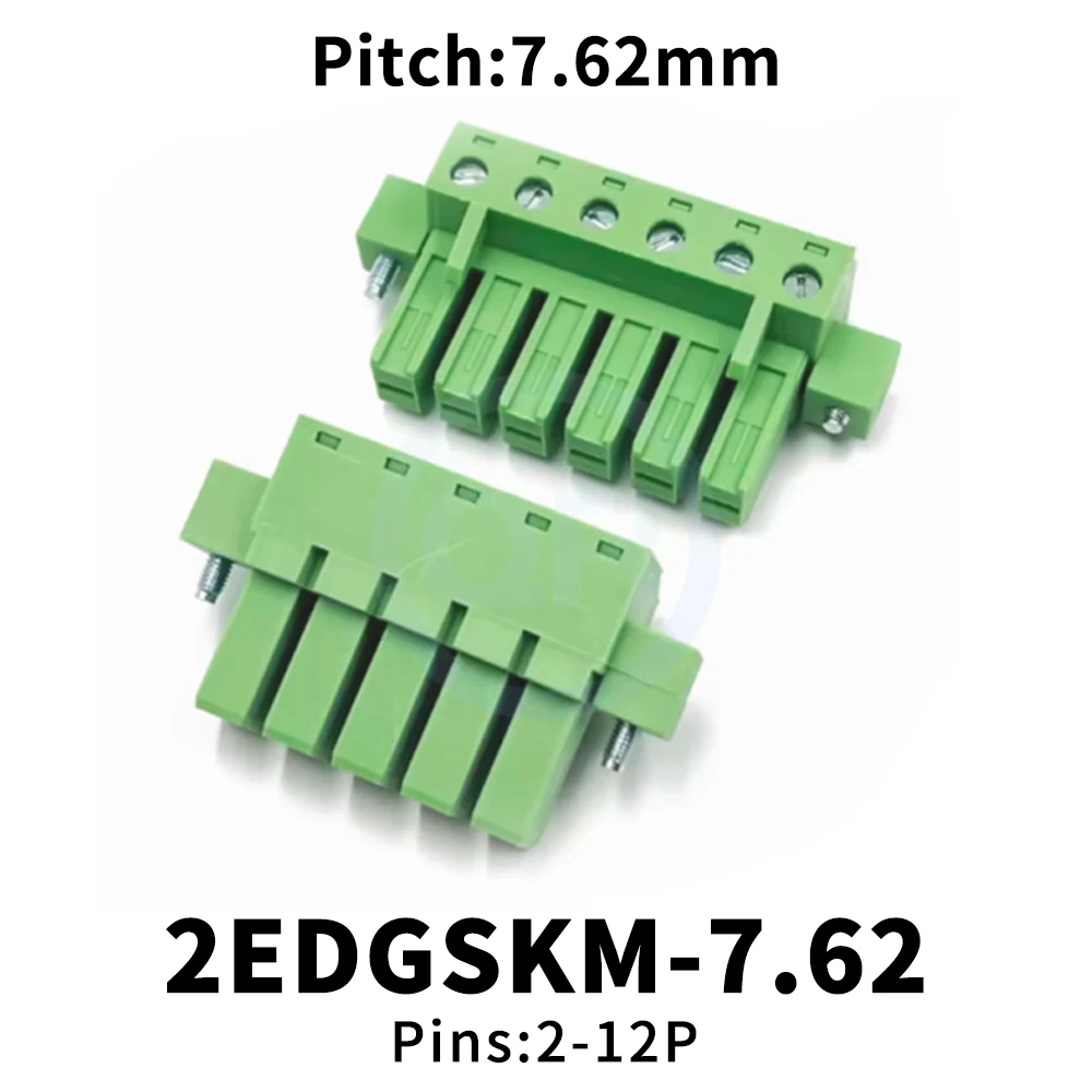 (1 Piece) KF2EDGSKM - 7.62mm 2P 3P 4P Plug Through Wall Fixed 2EDGSKM 15EDGSKM 7.62 with Flange Lugs 32A High Current 2~12P