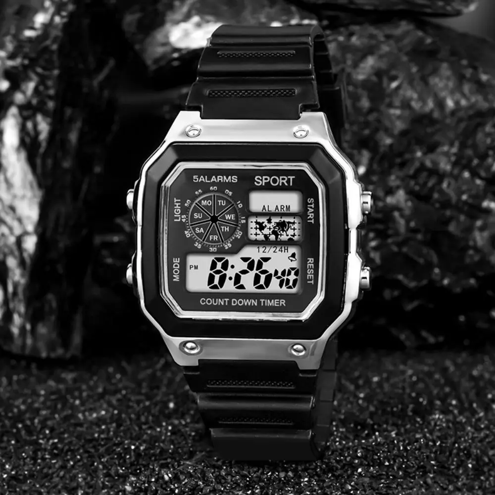 Men's Watches Big Dial LED Digital Watch Multifunction Men Sports Watch Alarm Clock Stopwatch Fitness Electronic Wristwatch
