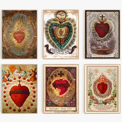 Pintura en lienzo del Sagrado Corazón de Jesús, póster artístico de María, Impresión de arte de pared, imagen para sala de estar, decoración del hogar