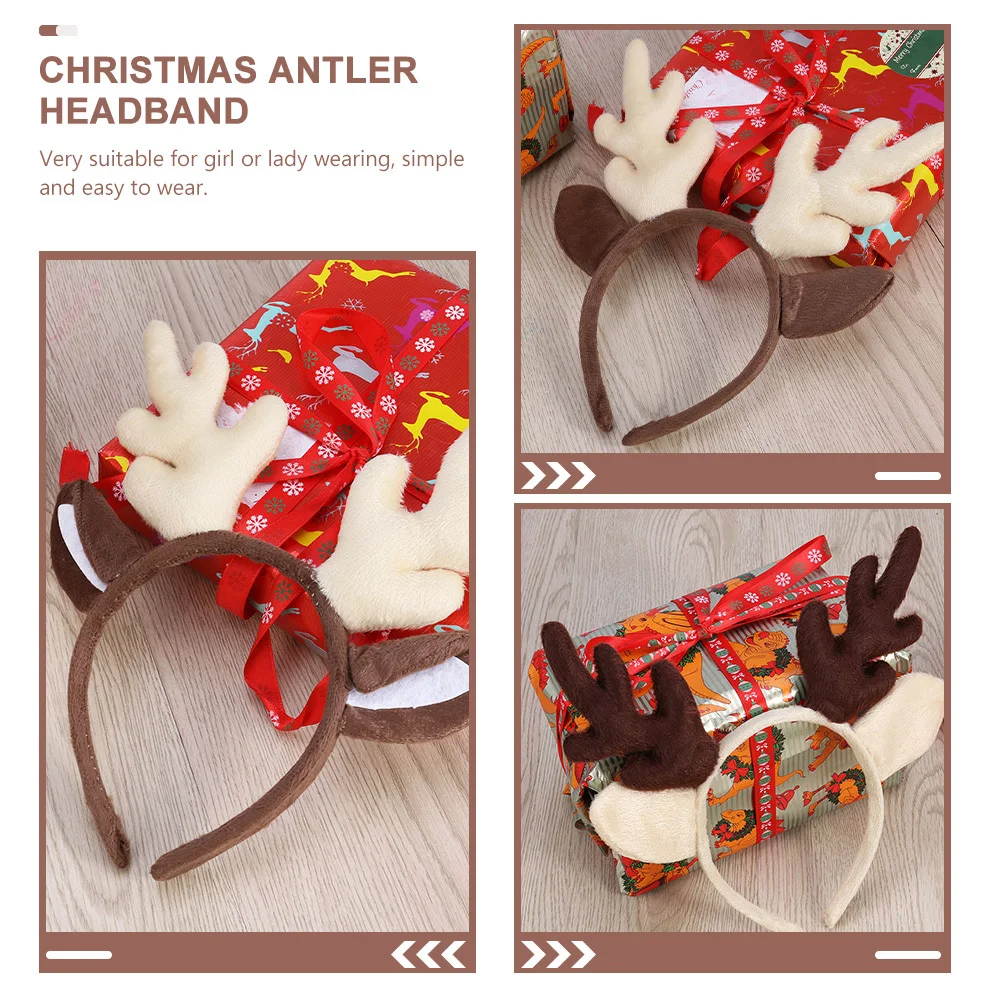 

2pcs Christmas Antler Headband Decors For Holiday Party Festive Antler Headbands Xmas Hair Accessories Hair Styling Tools