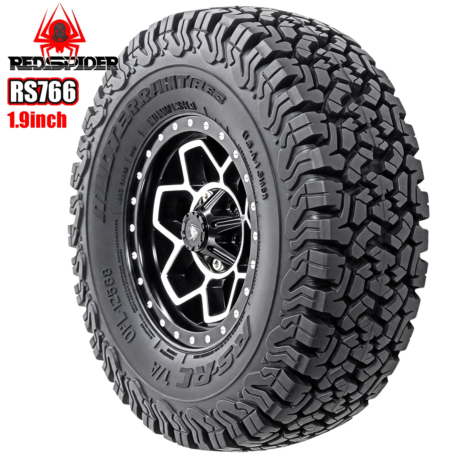 RED SPIDER 4Pcs 1.9 Inch 103mm AT Pattern Rubber Tires + CNC Metal Wheels Fit 1:10 TRX4 Axial SCX10 II Crawler Car Upgrade