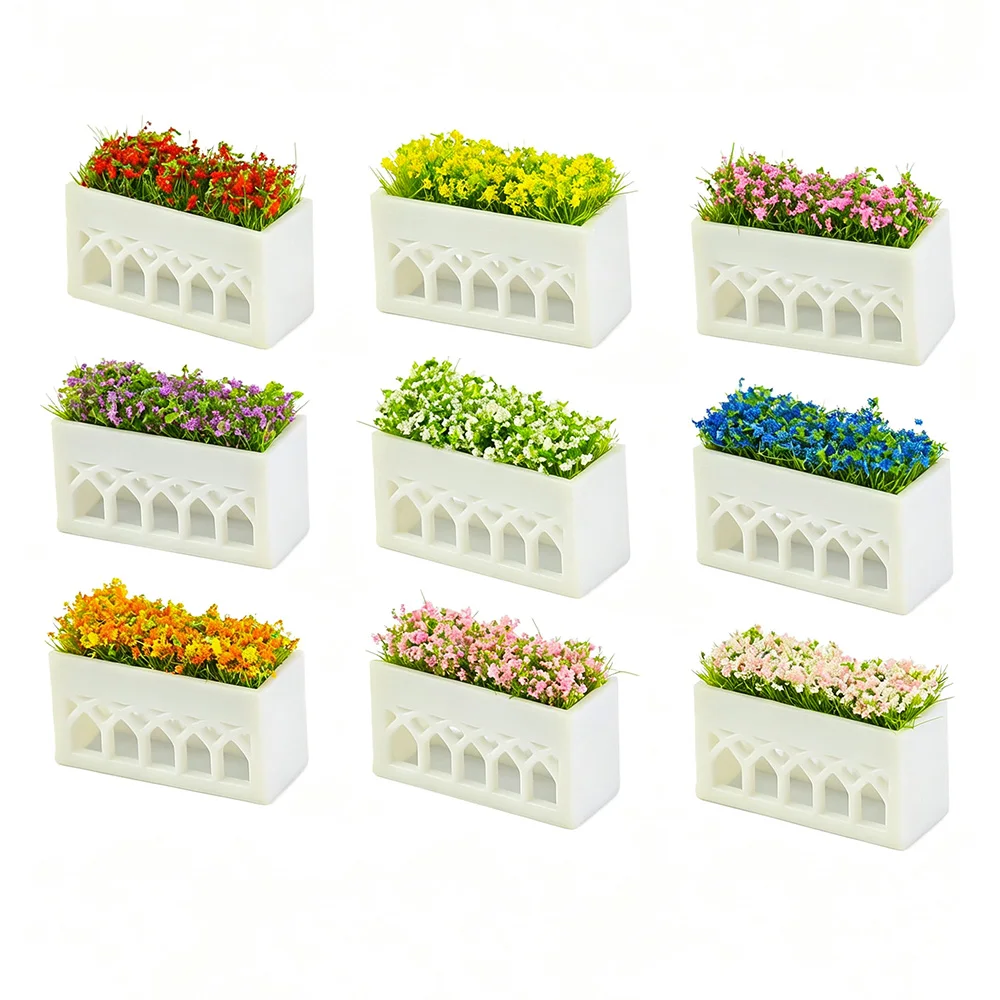 1:75 Maßstab Mini-Blumenkasten-Modell Simuliertes Blumenbeet Grasbüschel für Architektur-Sandtisch Gartenszenen-Materialien – Detail 2