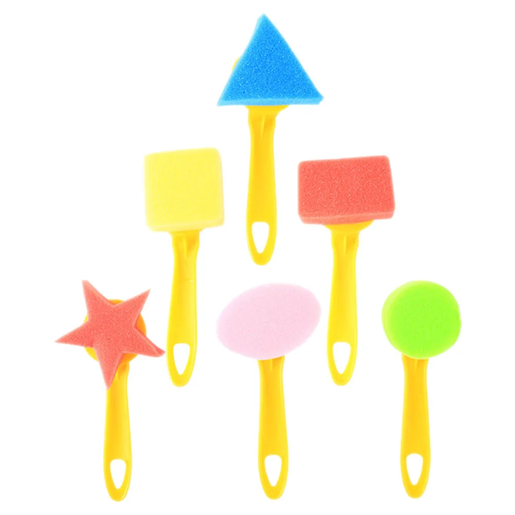 6 قطعة فرش الرسم الإسفنجية الرغوية للفن الاكريليك إسفنجات الطلاء المسطحة DIY بها بنفسك نافذة تلوين المشاريع الحرفية سهلة التنظيف قابلة لإعادة الاستخدام #4