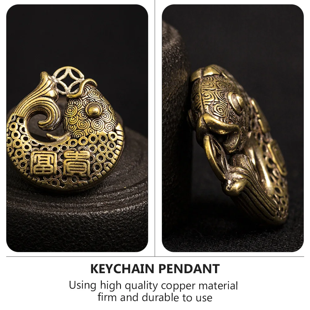 

Fish Shape Keychain Pendant Vintage Brass Ring Hanging Ornament Durable Creative Bag Decoration Car Keychain Metal Key Ring