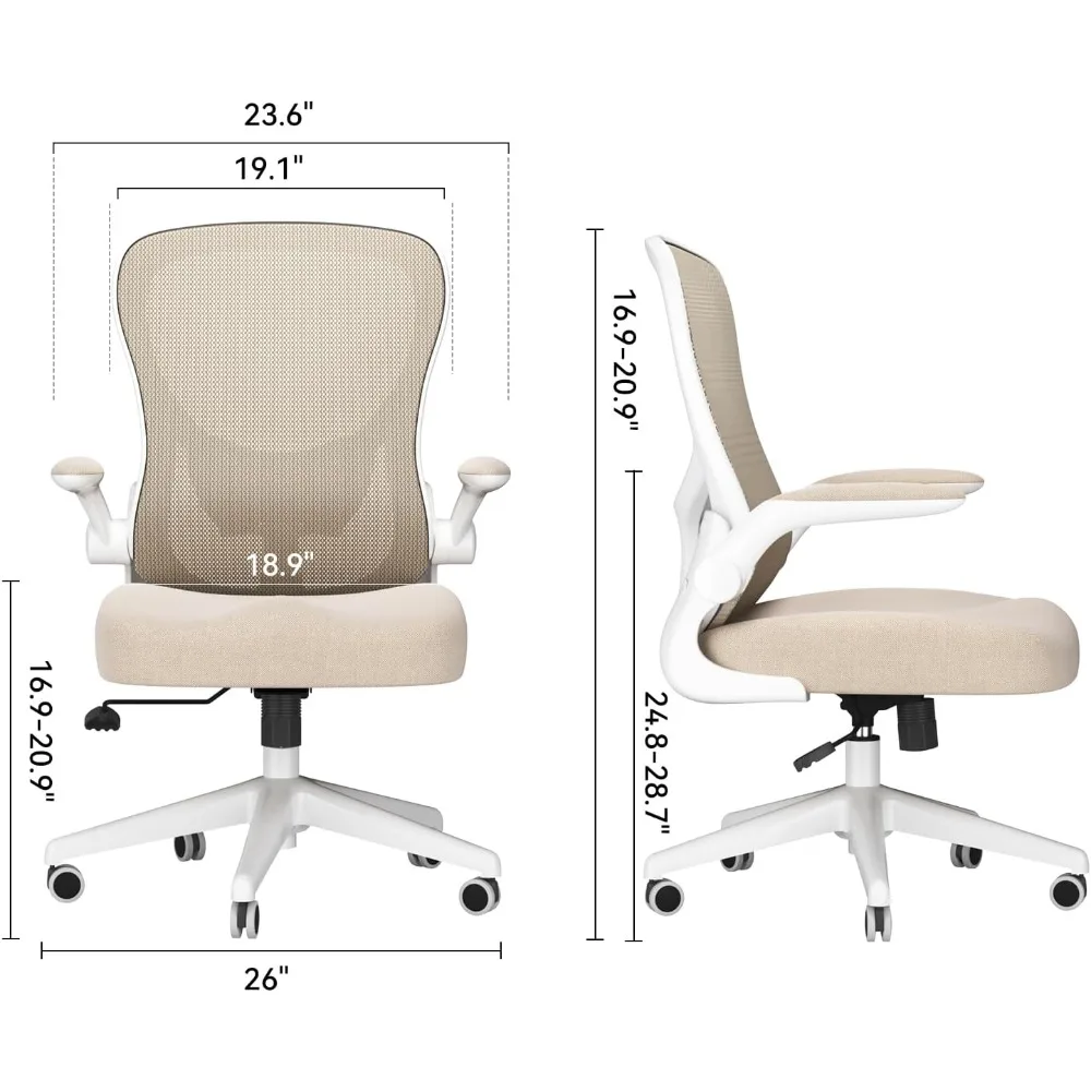 Office Chair Ergonomic Desk Chair, Office Desk Chairs with PU Silent Wheels, Breathable Mesh Computer Chair