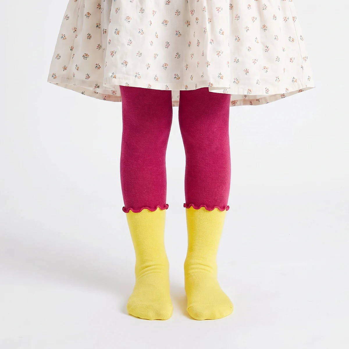 2 PCS Children's Toddler Girls Cute Color Block Tights High Elasticity Breathable Cozy Moderate Thickness Everyday Leggings