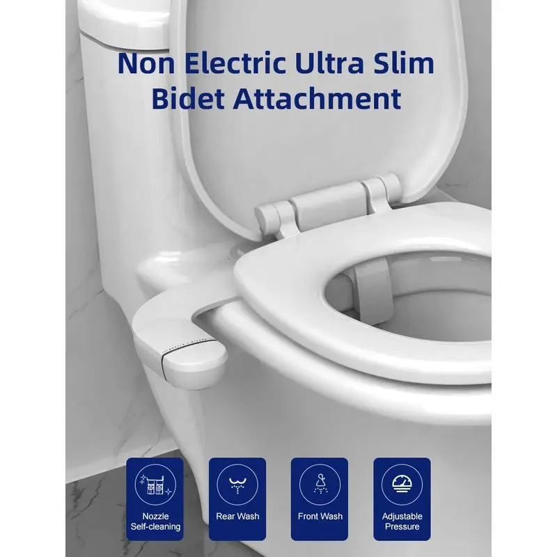 Oulylan Slim Bidet Toilet Dual Jet Hygienic Bidet Attachment Toilet Adjustable Water Pressure Sprayer Non-Electric Ass Sprayer