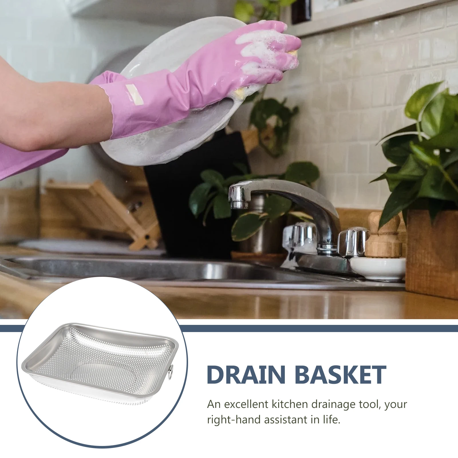 

Stainless Steel Sink Drain Filter Basket Cleaning Strainer Thicken Washing Basin Vegetable Colander Rice Basket Drainer