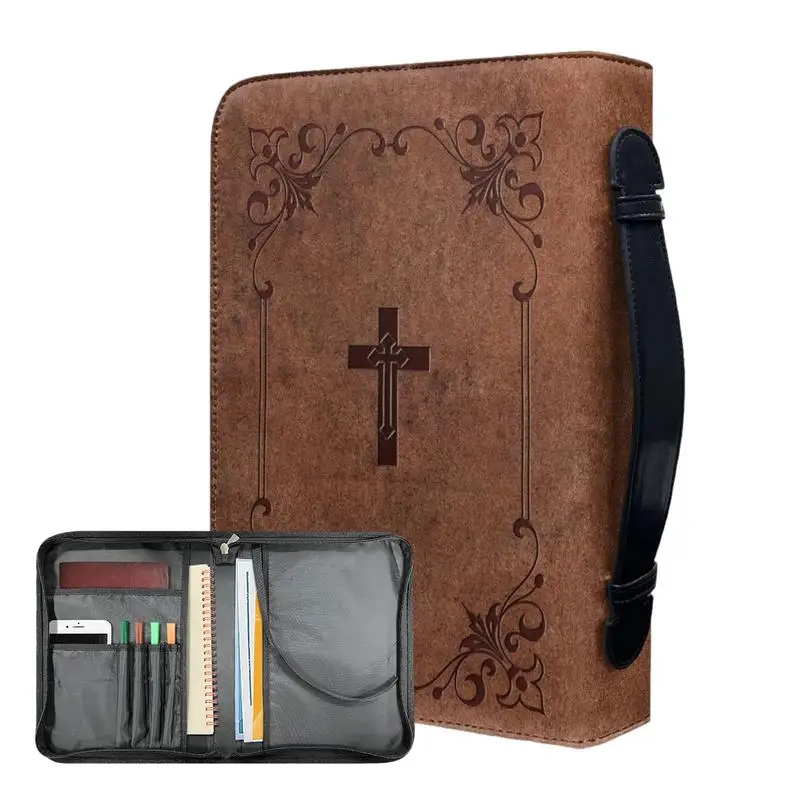 

Classic Print Bible Bag for Women Zipper Handle Handbags Bible Leather Hymns Custom Bible Cover Case Carrying Bible Covers Case