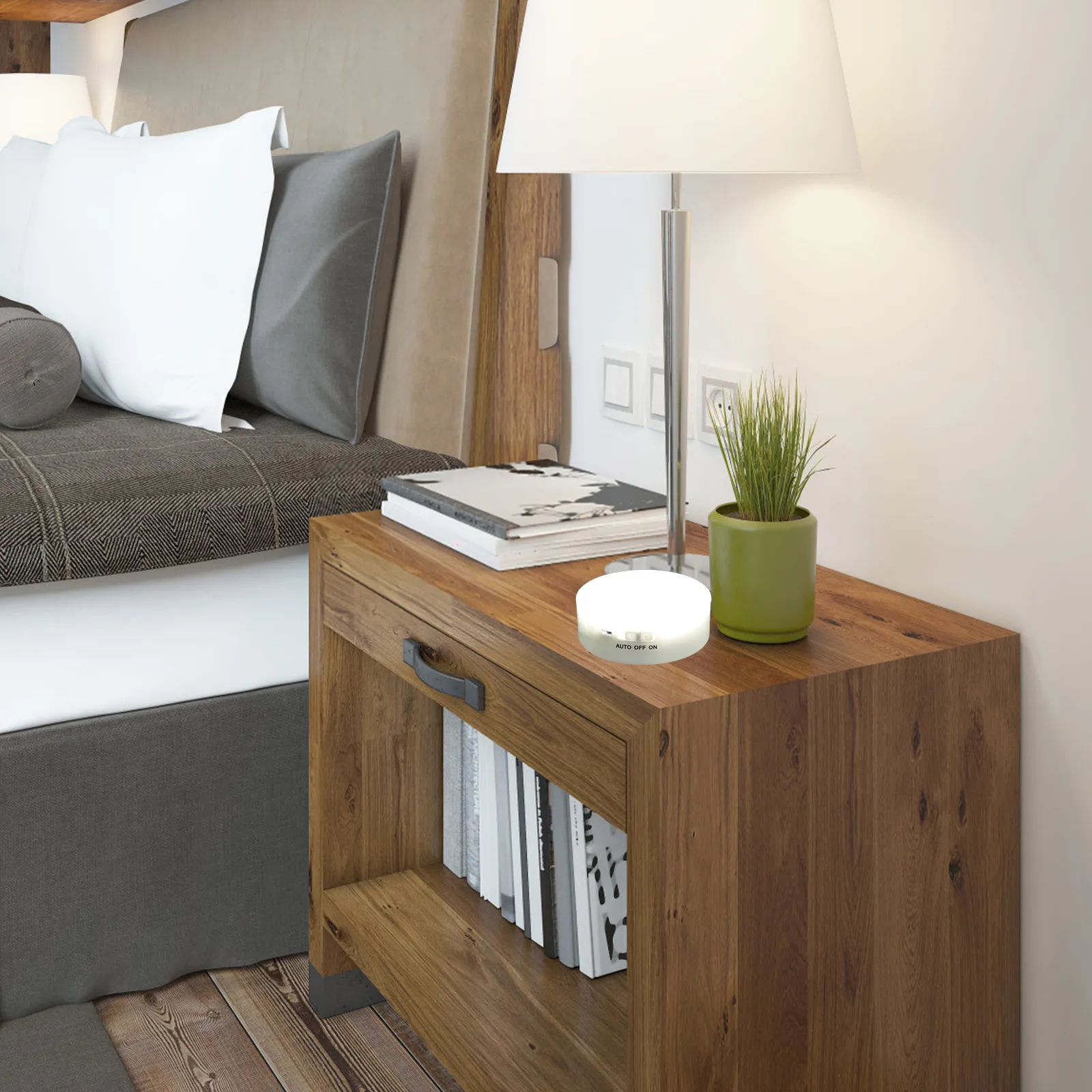 

Светильник с датчиком движения для помещений, перезаряжаемый, круглый дизайн, для гостиной и ванной комнаты - светодиодный светильник для шкафа с автоматическим датчиком движения