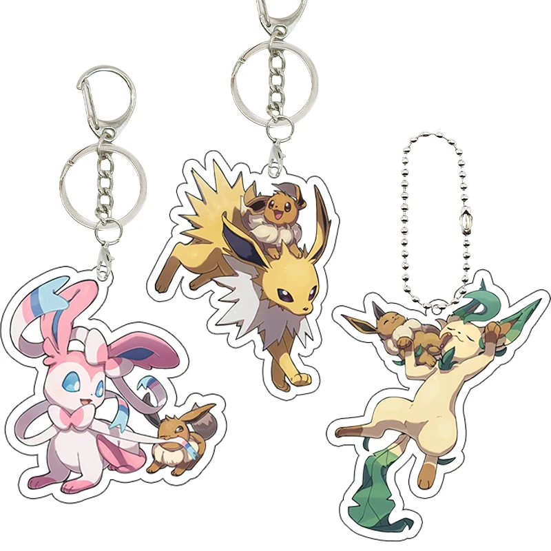 

Anime Cartoon Glaceon Umbreon Jolteon Figure Acrylic Keychain Accessories Fashion Backpack Keyring Charm Party Ornament Gifts