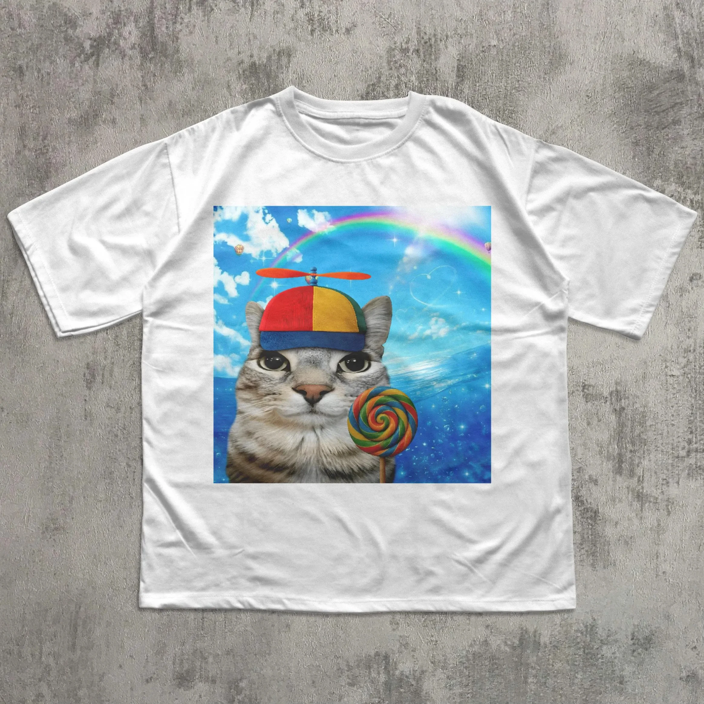 

Happy Cat Dreamcore T-shirt Funny Cats Shirt Brainrot Meme Tee, Silly Kitten Tee Cat Lover Gifts Weird Tees Gen Z Humor Tshirt