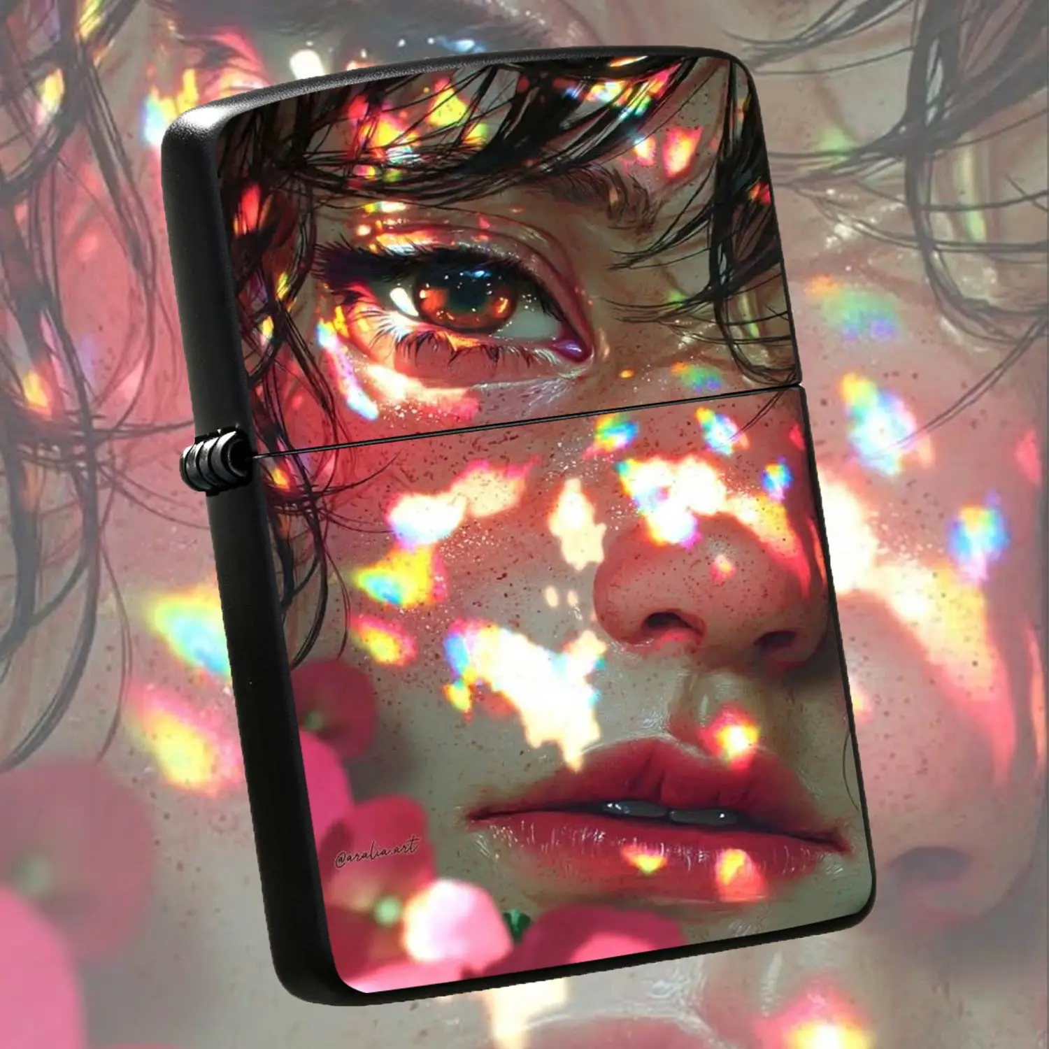 Vibrant Iridescent Light Portrait Decorative Ornament Exquisite Hand Painted Style Close Up Visual Piece, Suitable For All Scenarios Portable Versatile Stylish Item, Perfect For Daily Use Gifting Personal Unique Aesthetic Accessory A Humoro
