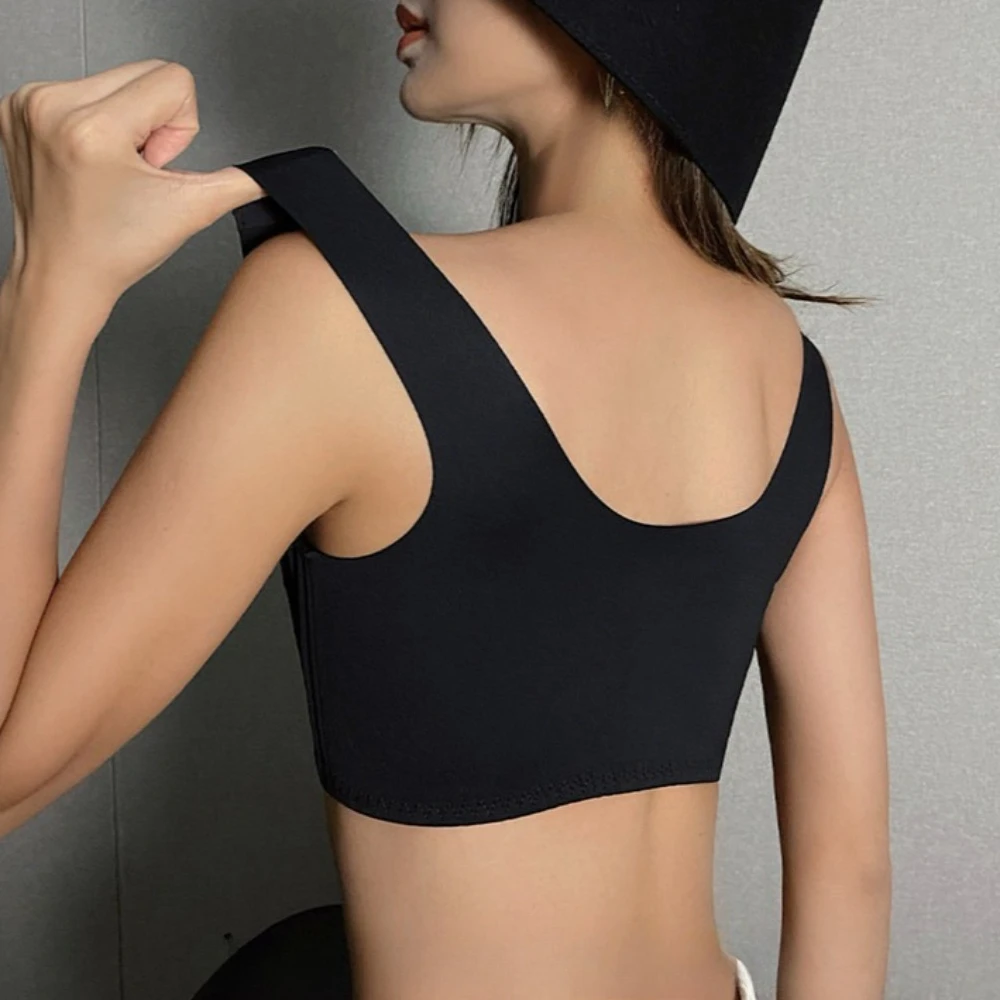 Front Closure Lace Women's Bras Deep V Thin Version Wire-free Widen The Straps Minimize Push Up Underarm Bulge Anti-sagging Bra