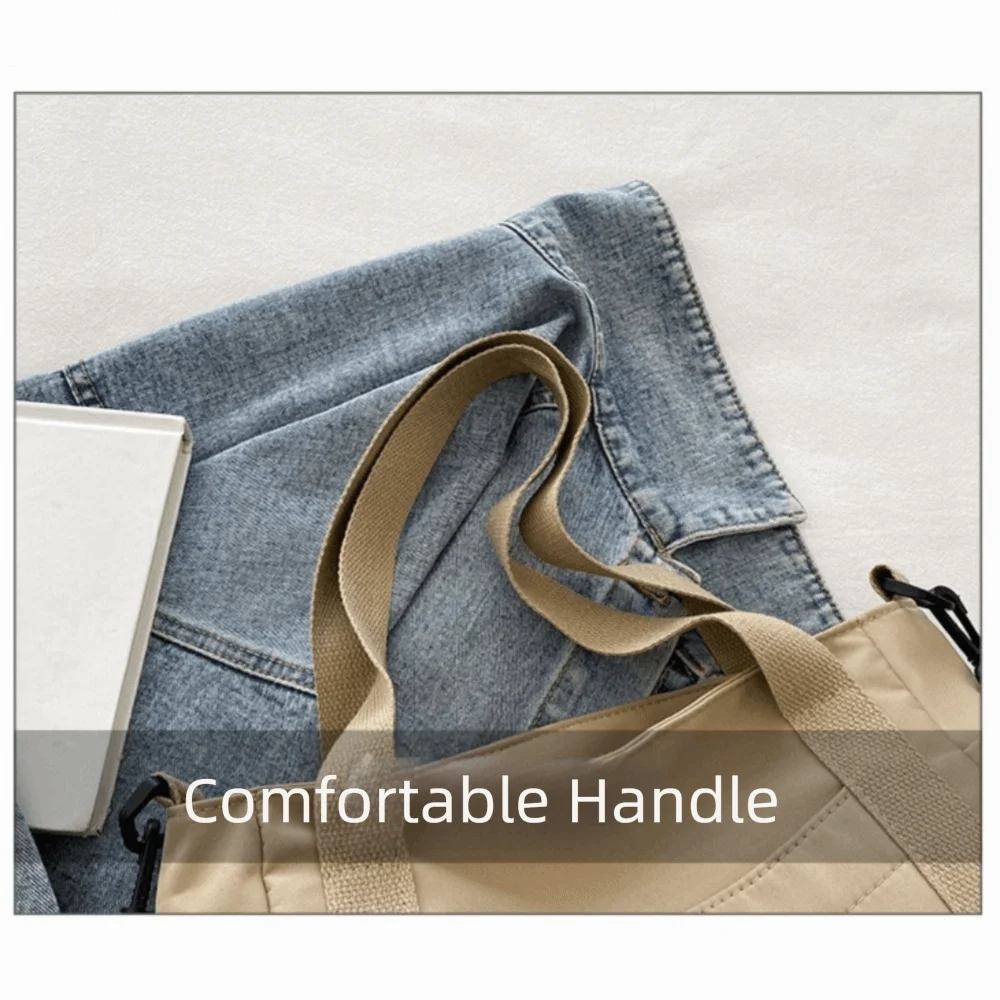 Practical Solid Color Multi Pocket Tote Bag Large Capacity Simple Canvas Tote Bag Lightweight Shoulder Bag Work