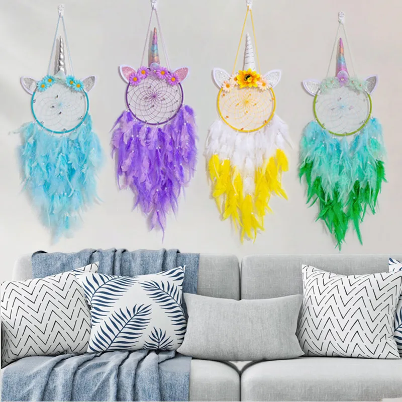 

Dream Catcher Unicorn Wall Hanging Nursery Room Decoration Dreamcatchers Girls Baby Bedroom Interior Ornaments for Birthday Gift