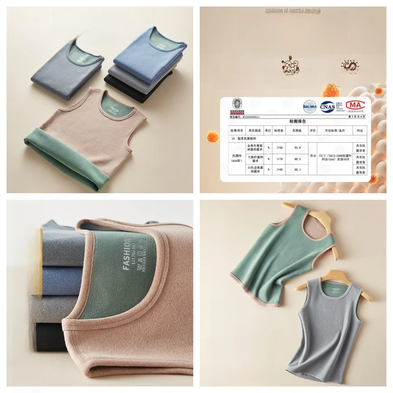 

Quick Warmth Fleece Lined Men's Vest Pure Color Base Layer Thermal Underwear Autumn Winter Essential Comfortable Innerwear