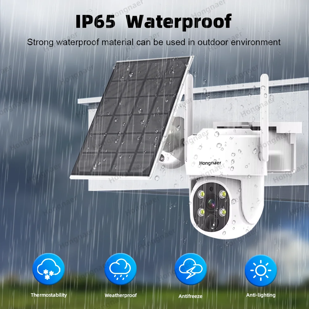 Hongnaer 4MP 6CH WiFi شبكة الفيديو PTZ IP اللاسلكية الرئيسية NVR الشمسية في الهواء الطلق CCTV عدة مجموعة نظام نظام نظام الكاميرا الأمنية
