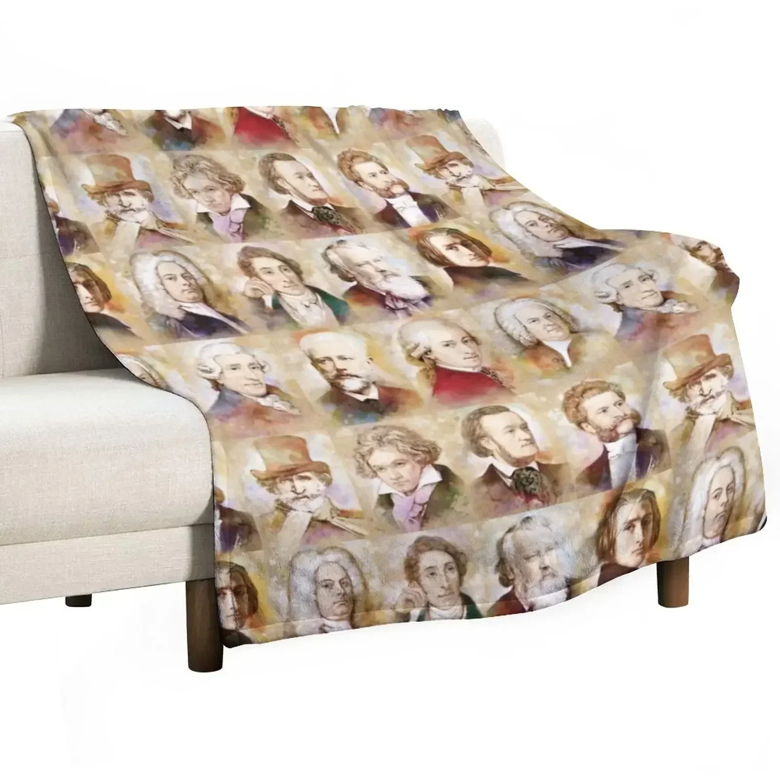 Composers: Mozart, Bach, Beethoven and more Throw Blanket blankets and throws Cute Plaid on the sofa Blankets