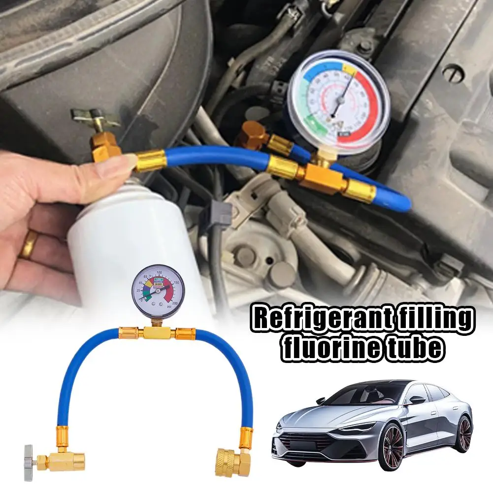 

Refrigerant filling fluorine tube R134A refrigerant quick refill fluoride tube with 1/2 ACME valve bottle connection