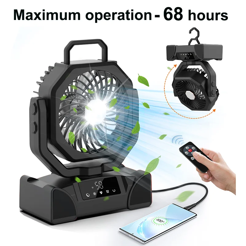 

5-скоростной USB перезаряжаемый вентилятор, настольный портативный циркулятор, беспроводной потолочный электрический вентилятор с аккумулятором, светодиодное освещение, новый F14