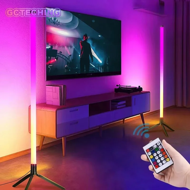 120CM RGB LED Floor Lamp Remote Control Modern Corner Standing Light for Living Room Bedroom Christmas Decor Lighting Lamp
