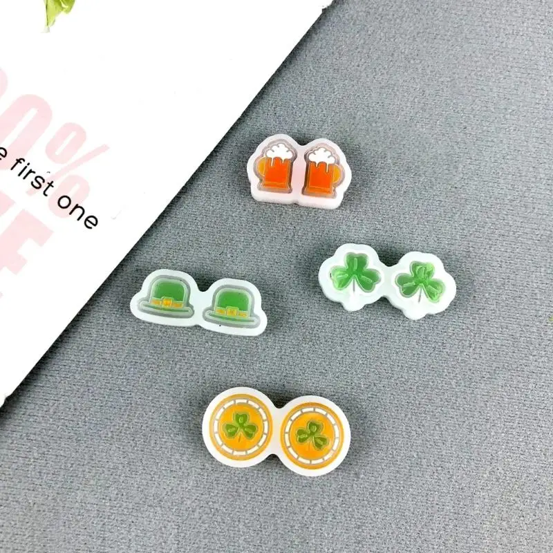 R3MC Elegant 4pcs Silicone Clovers Oorringvorm voor sieraden Making Accessoire voor het maken benodigdheden Home Accessoires