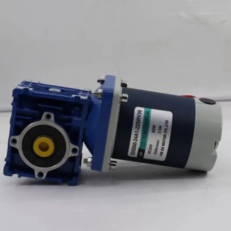 12V 24V NMRV30 DC Worm Gear Motor 60W with Single Output Shaft RV30 Adjustable-speed CW CCW High Torque