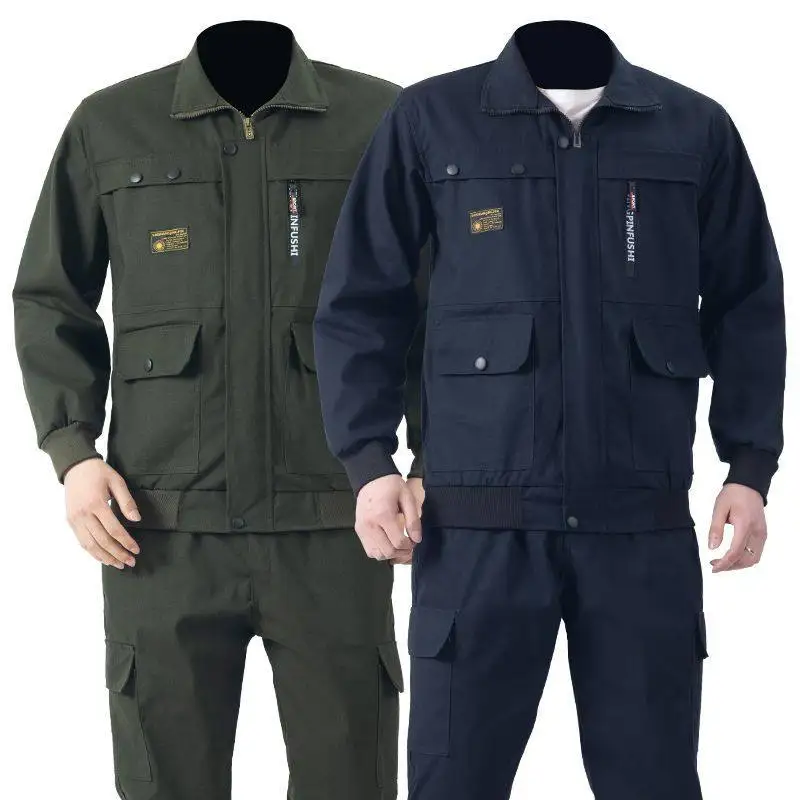 

Pure Cotton Work orm Set for Men Outdoor Construction Wear Resistant to Dirt Welding And Heat Protection