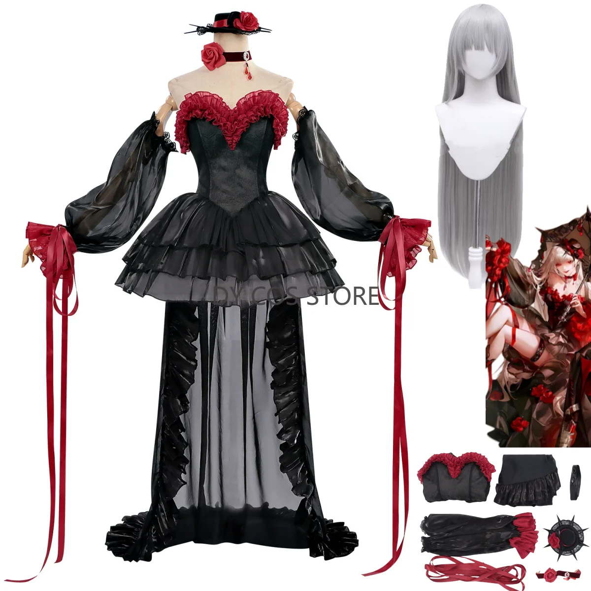

Аниме игра «Путь в никуда» Кокелический костюм для косплея, черное платье принцессы Лолиты, парик, женский сексуальный милый костюм для дня рождения
