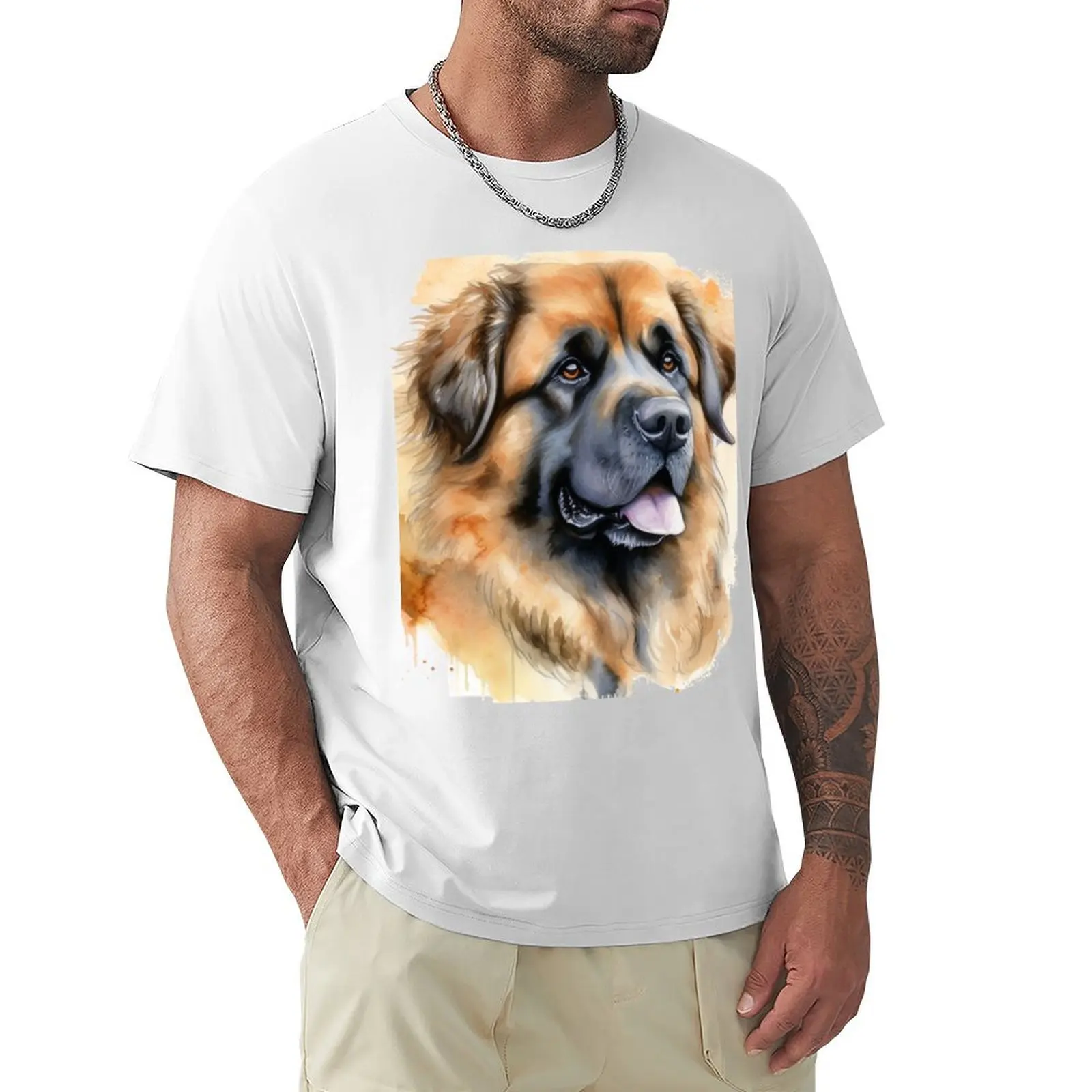 

Leonberger Watercolour Illustration T-shirt Blouse kawaii clothes Short sleeve tee men