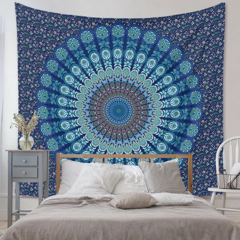 VIKAMA Amerikanischer minimalistischer Mandala-Wandteppich für Wohnzimmer, Schlafzimmer, Schlafsaal – einfach zu hängende Heimdekoration