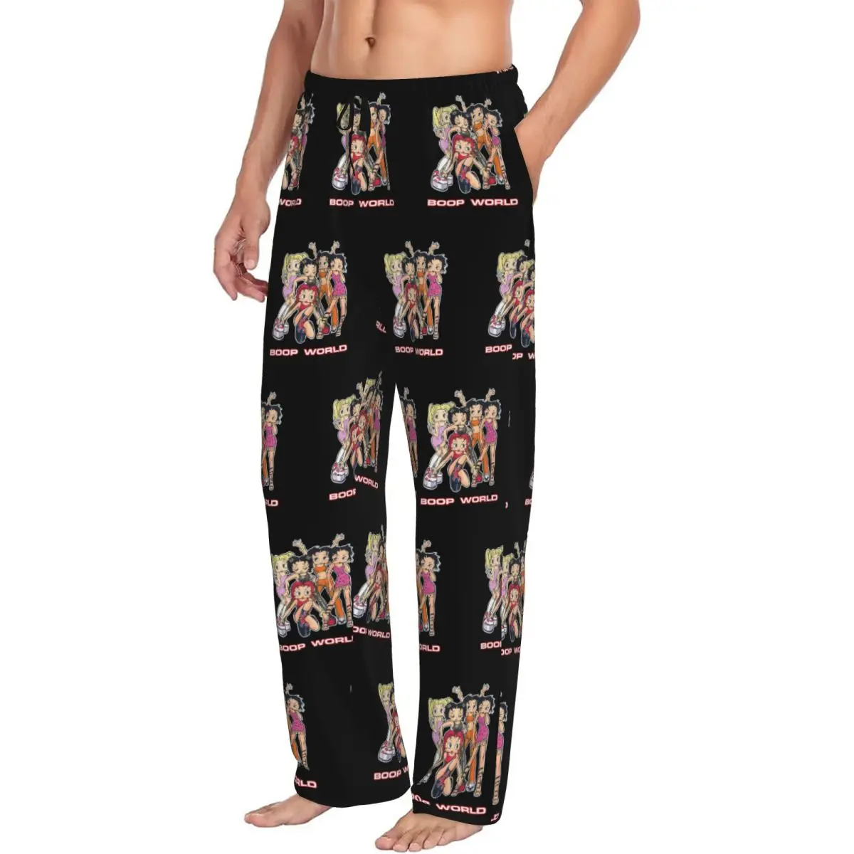 Custom Cartoon Girl Bettys Men Pajama Pants Lounge Sleep Sleepwear Bottoms with Pockets
