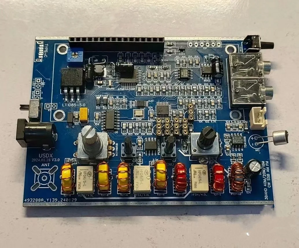 Assembled R1.02W  5W uSDX 40m 15m 20m 3 Band SDR All Mode USB, LSB, CW,  HF SSB QRP Transceiver QCX-SSB  with Microphone