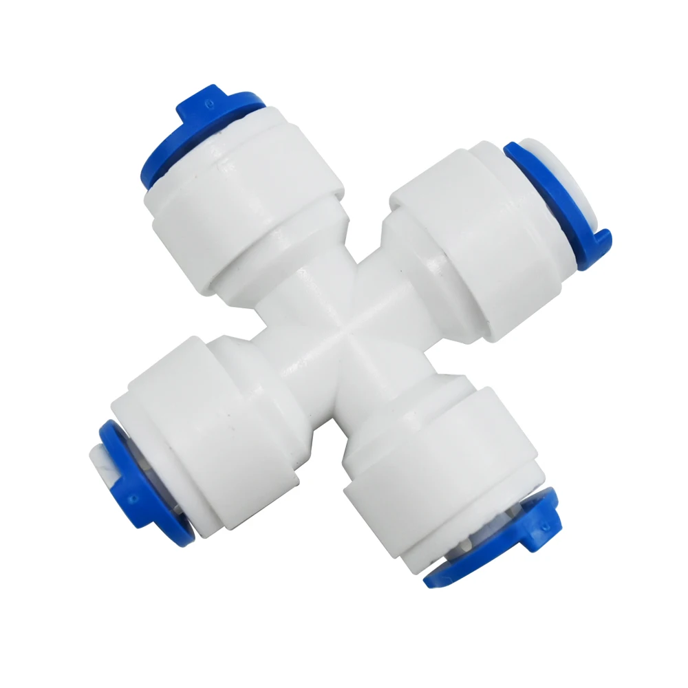 

RO Water Hose Connection Cross 1/4" Coupling Plastic Quick Pipe Fitting Reverse Osmosis Connector 5 Pcs