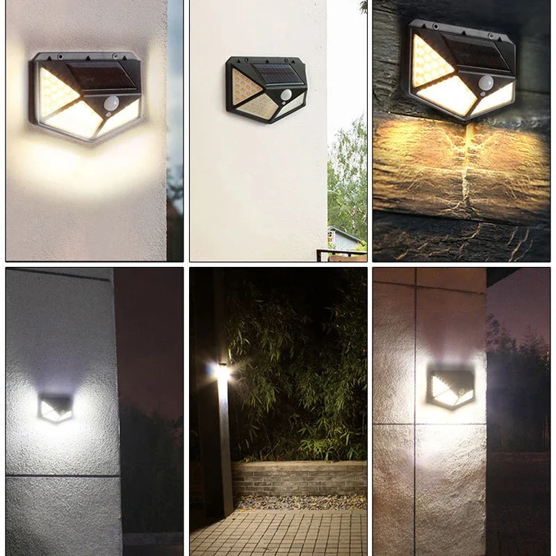 100 LED COB Impermeável Solar Power Lights Outdoor Motion Sensor Sunlight Carregamento Emergency Lamp Yard Garden Lawn Iluminações IP65