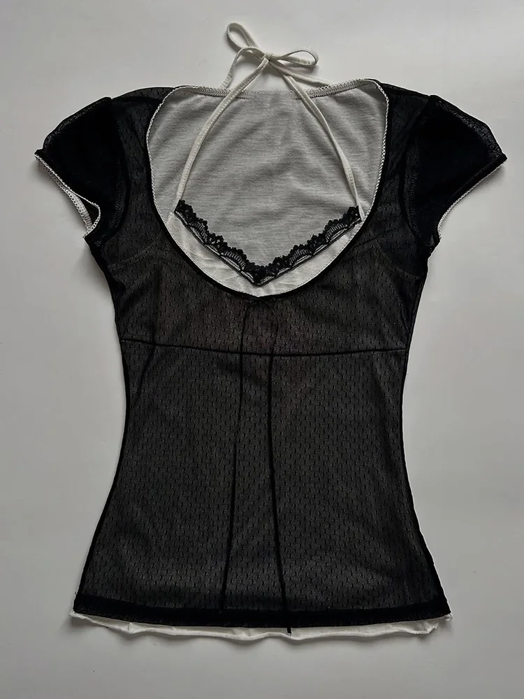 

Slimming Effect Bla T-irt Original Retro Design Casual Sle ort Sve Cotton Blend Comfortable Soft Fabric Women's Top