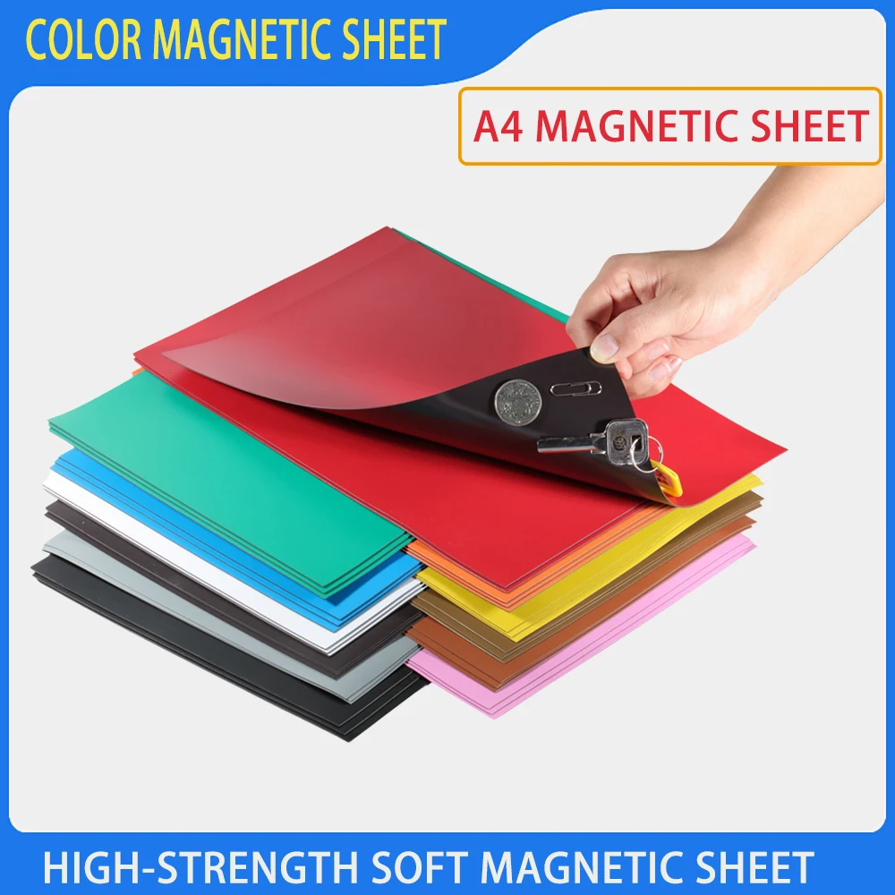 Feuille magnétique souple colorée A4, découpable, aimant souple, caoutchouc magnétique, autocollants magnétiques 0,6 mm, aimant pour réfrigérateur