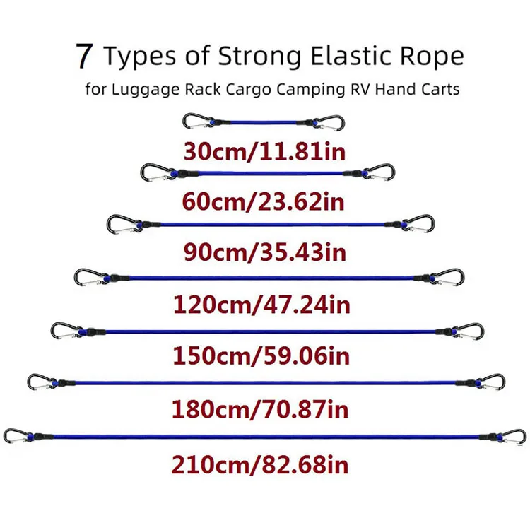4 Stück Haken aus Aluminiumlegierung mit elastischen Seilen, praktische Latex-Bündelseile für Outdoor-Zelte und Campingausrüstung – Detail 8