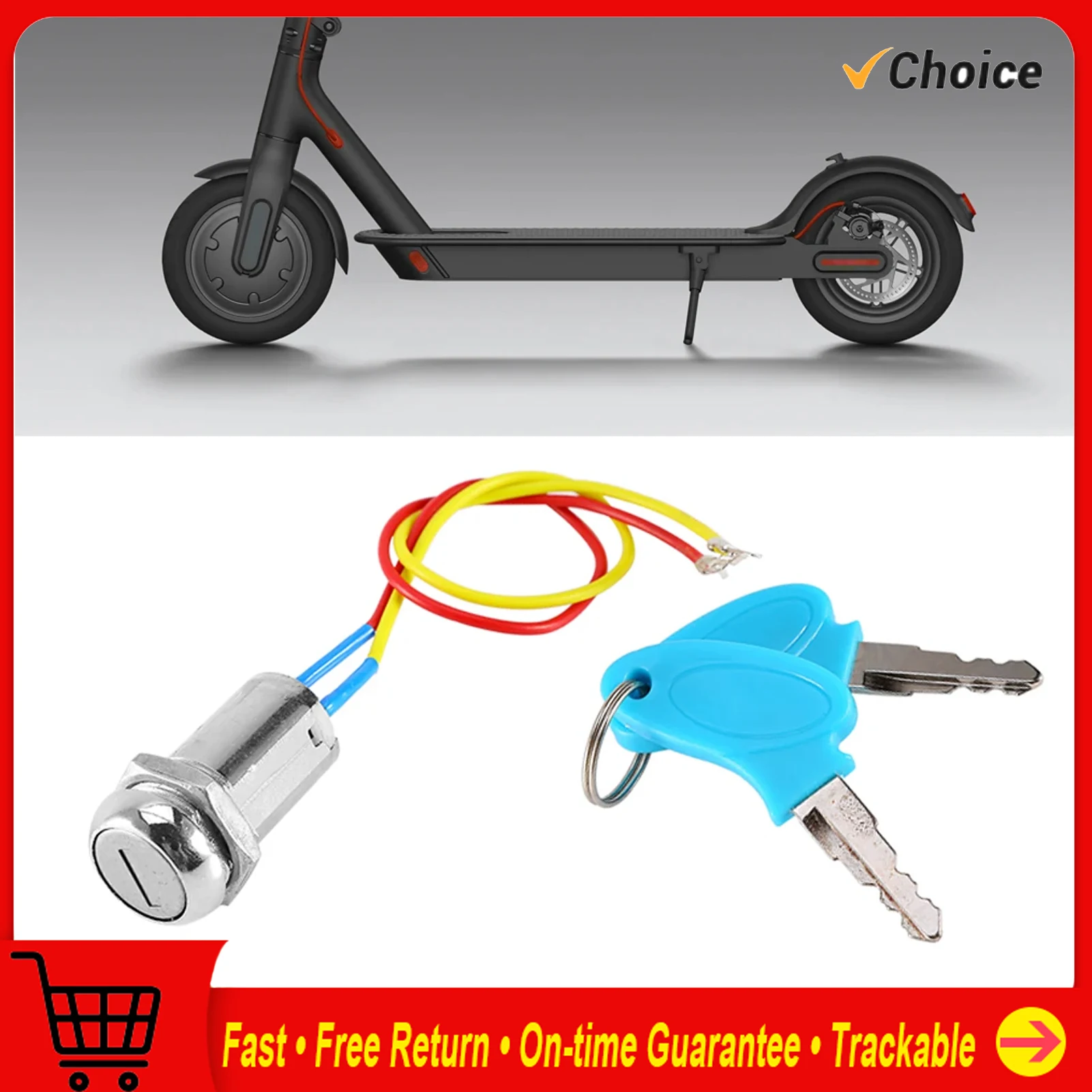 2 Wire Key Ignition Switch Locking Keys Lock For Electric Scooter ATV Moped Kart Ignition Switch Ignition Switch