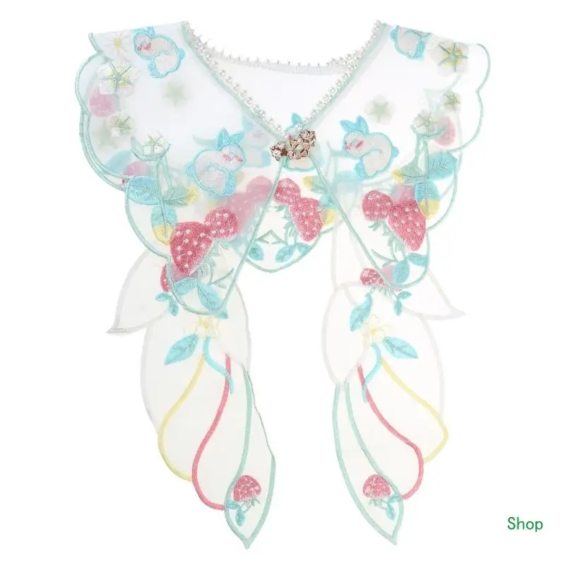 

Dropship Fairy Hanfu Collar False Floral Yunjian with Pearls Studded Embroidered Rabbit