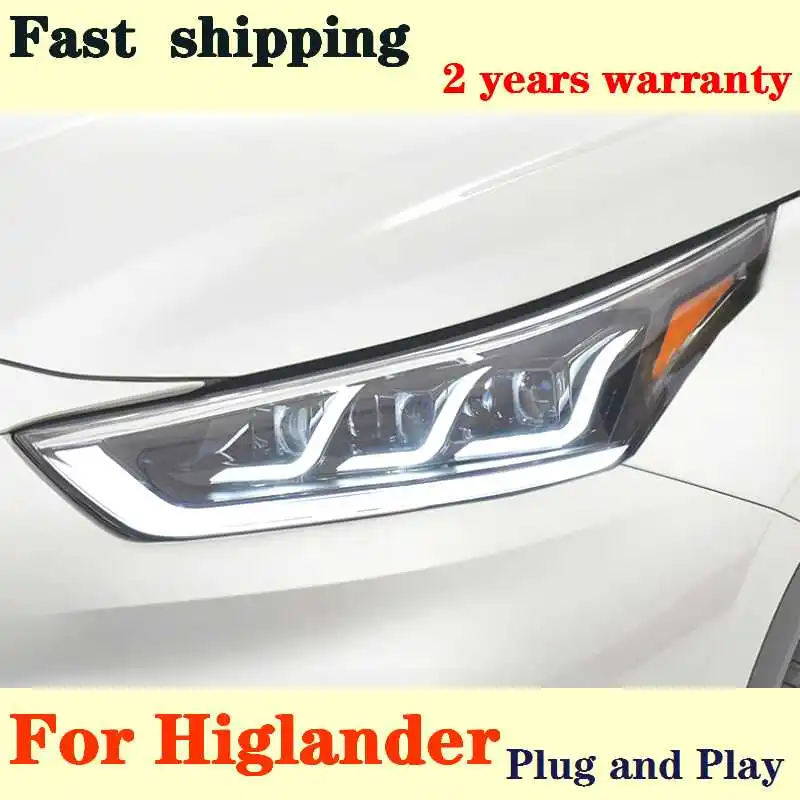 

Head Lamp for Toyota Highlander LED Head light 2021-2022 Headlights DRL Turn Signal High Beam Angel Eye Projector Lens