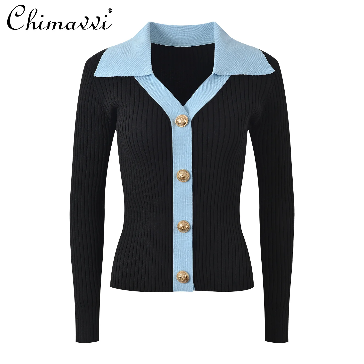 2024 Autumn Clothes New Luxury V-neck Single-breasted Slim-fit Sweater Fashion Slim Elegant OL Versatile Knitted Top Female